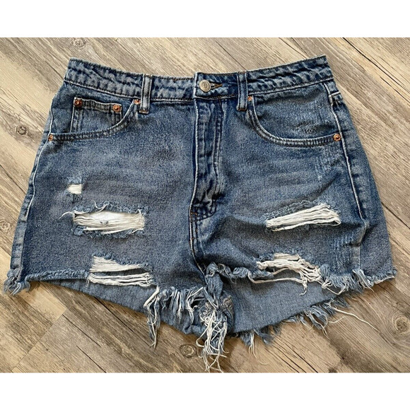 SIGNATURE 8 Distressed Jean Shorts Junior Size Medium Destroyed Cut Offs - Picture 1 of 7